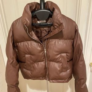 12th Tribe faux leather Cropped Puffer Jacket
